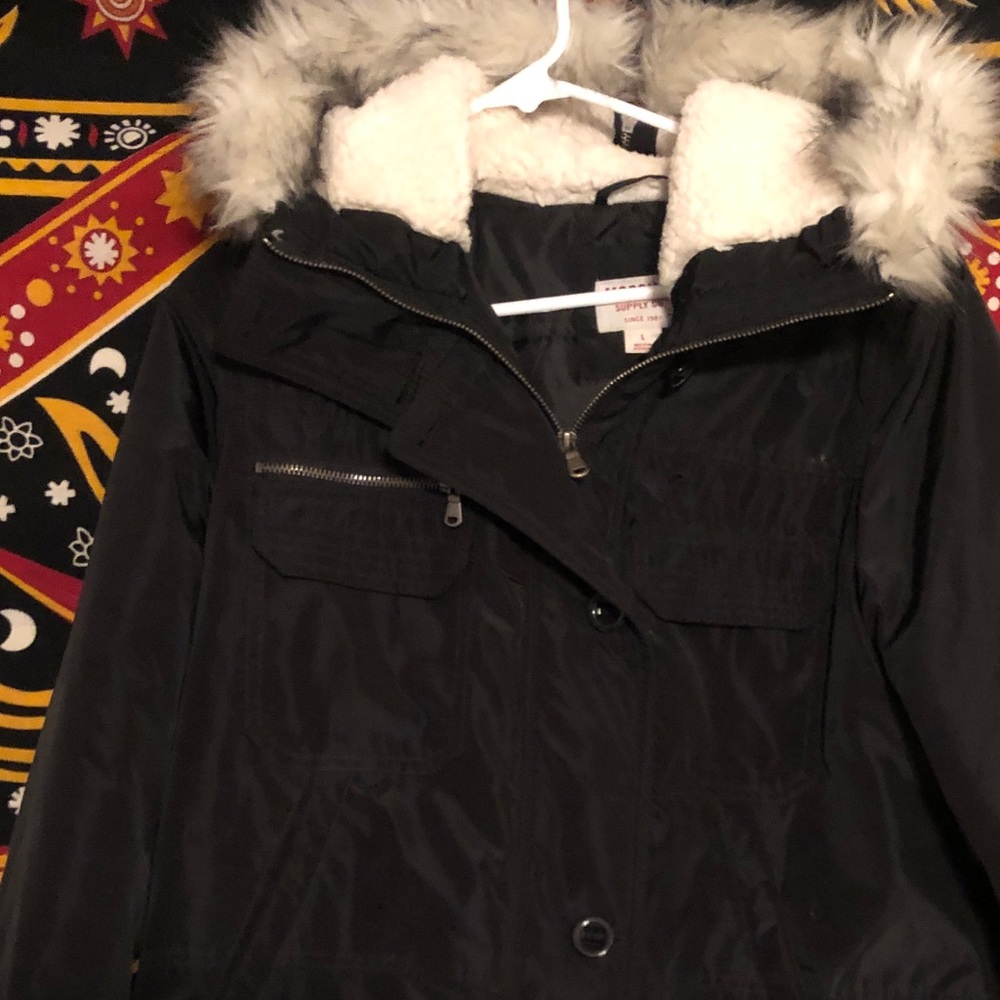 Mossimo Jacket, Faux Fur, Wing Hood